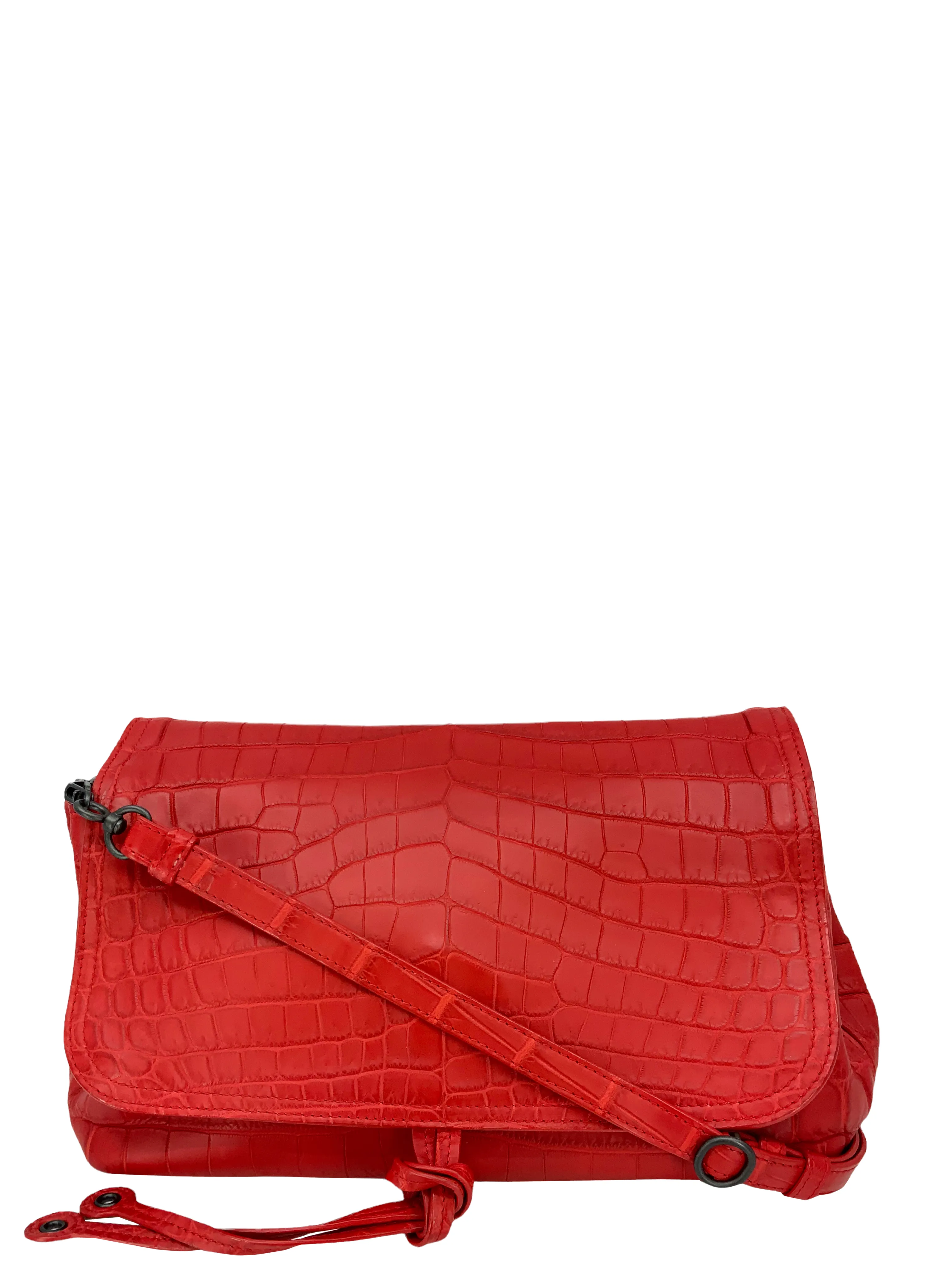 Crocodile Large Flap Bag with Shoulder Strap from Bottega Veneta