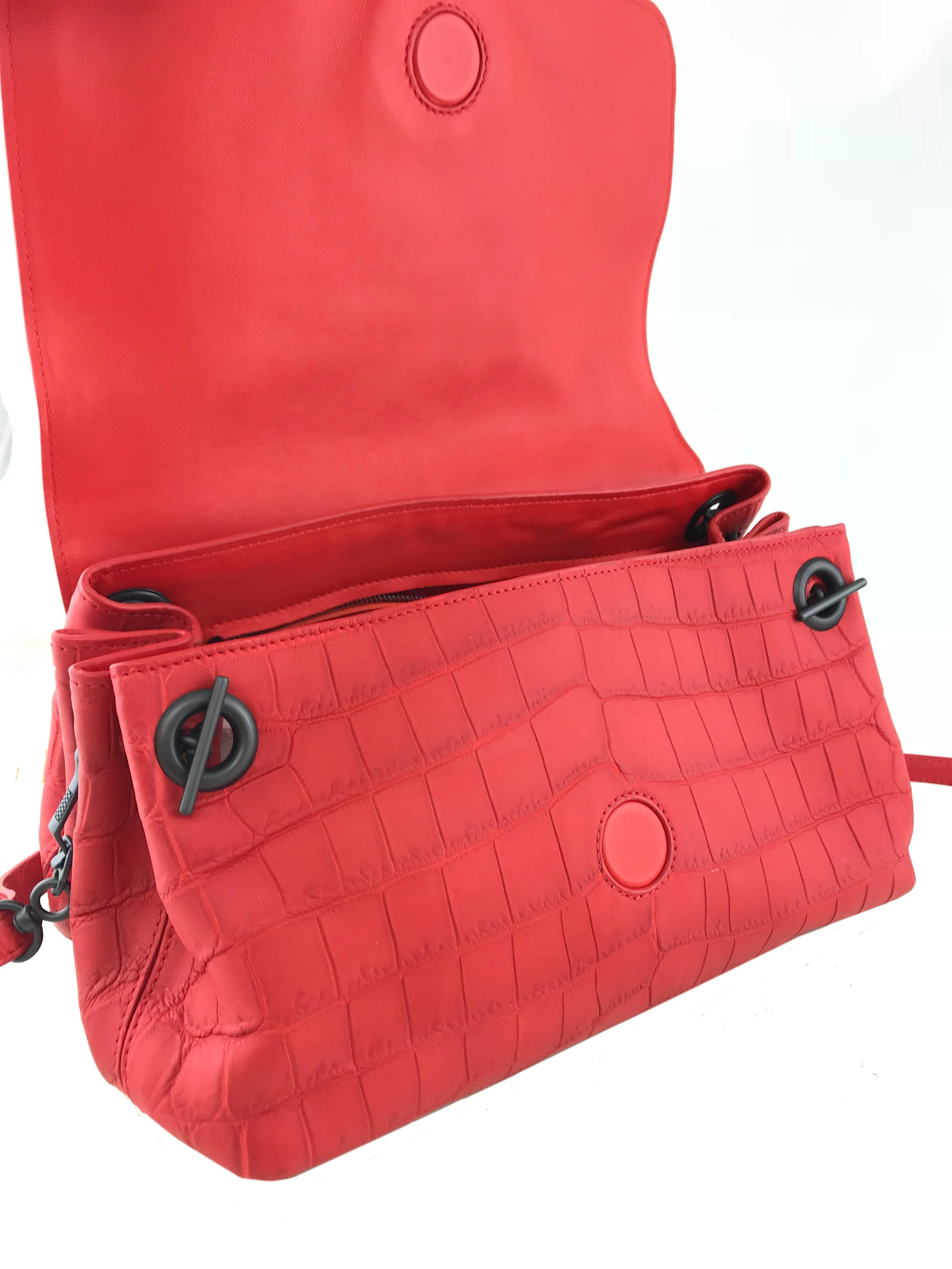 Crocodile Large Flap Bag with Shoulder Strap from Bottega Veneta