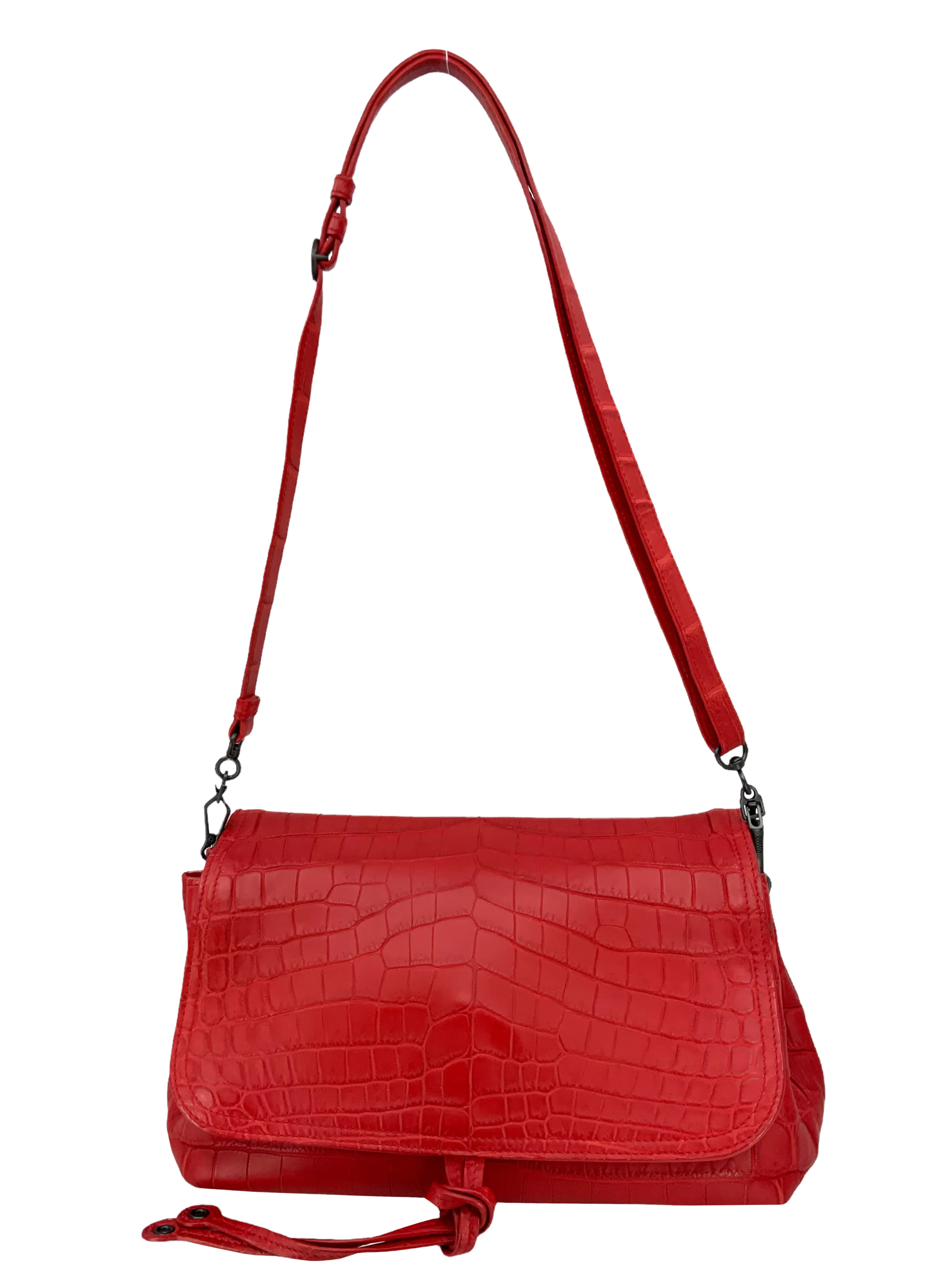 Crocodile Large Flap Bag with Shoulder Strap from Bottega Veneta