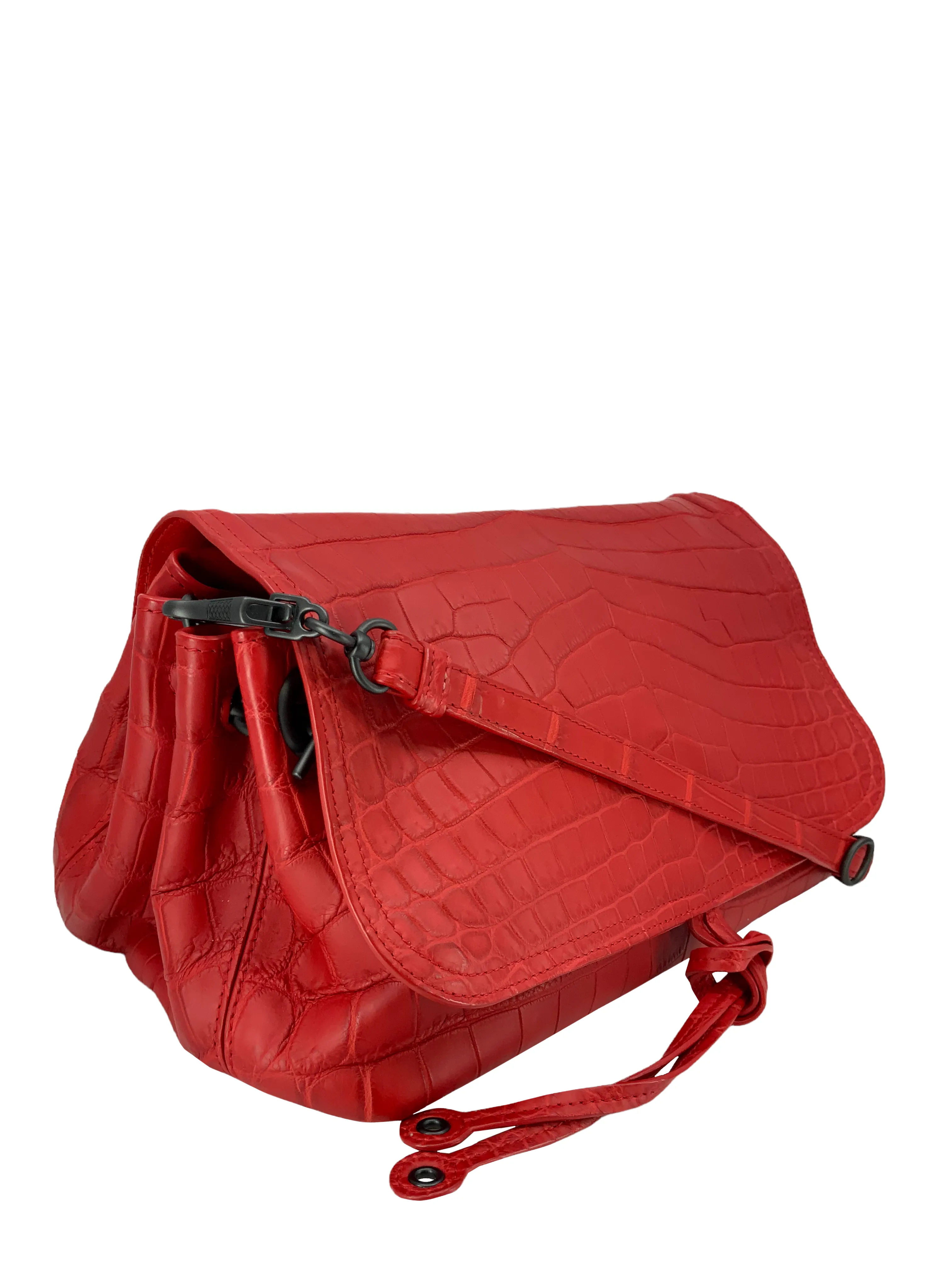 Crocodile Large Flap Bag with Shoulder Strap from Bottega Veneta