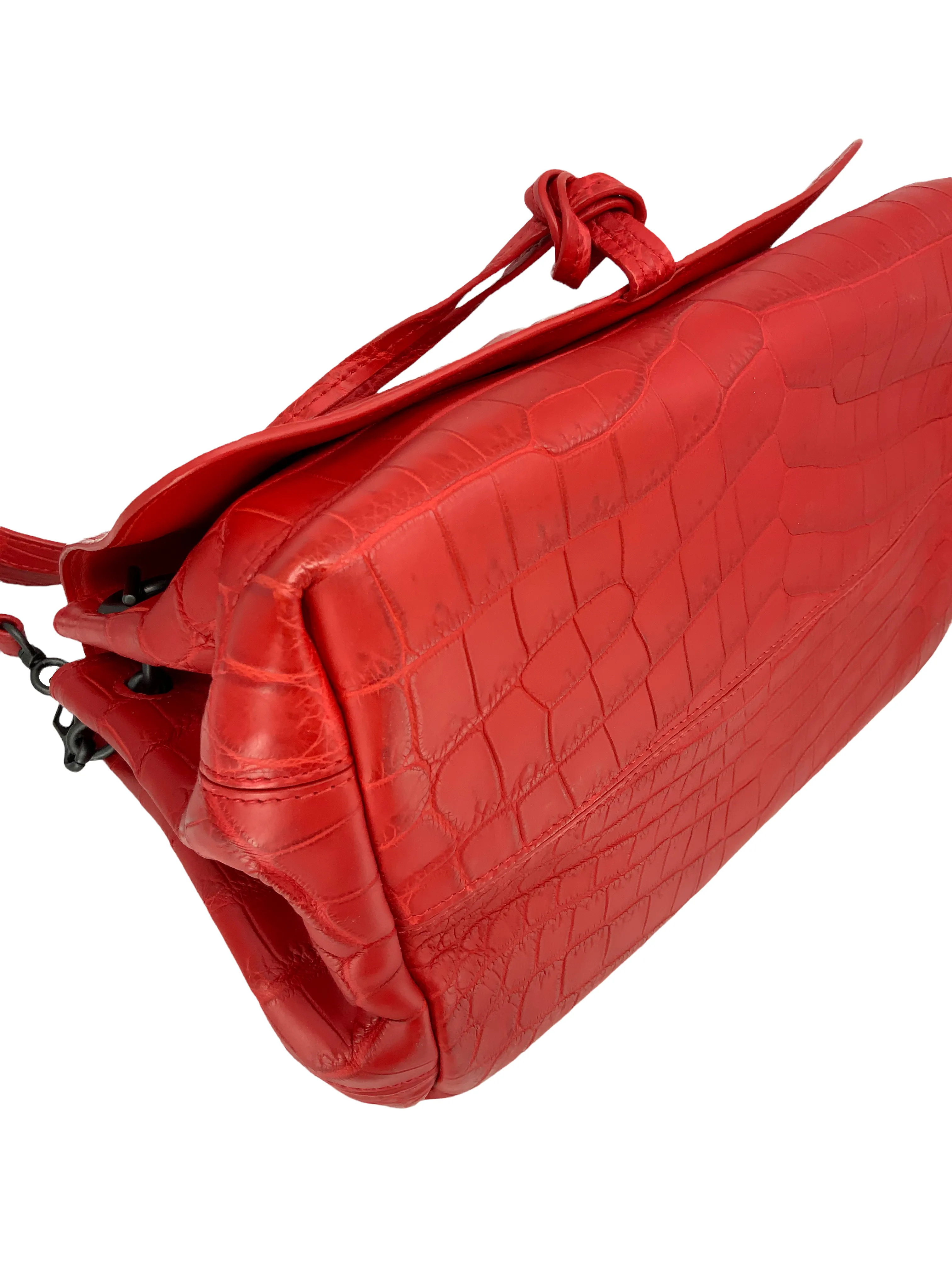 Crocodile Large Flap Bag with Shoulder Strap from Bottega Veneta