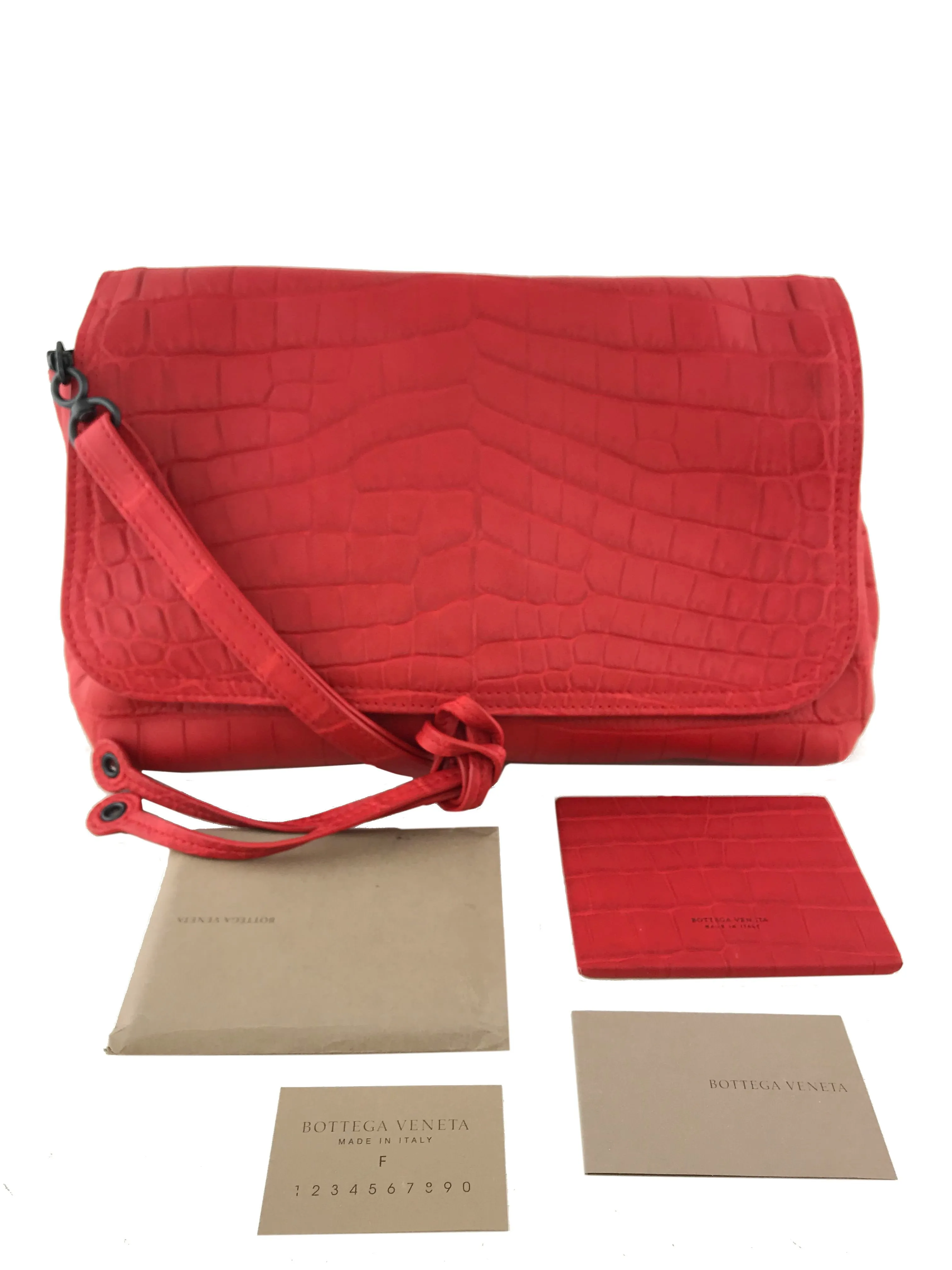 Crocodile Large Flap Bag with Shoulder Strap from Bottega Veneta