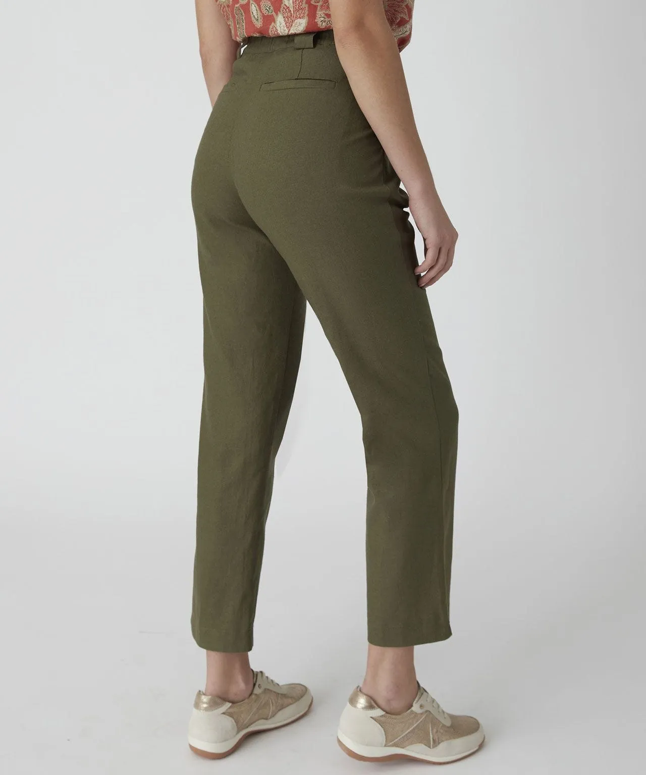 Linen Trousers with Cropped Design