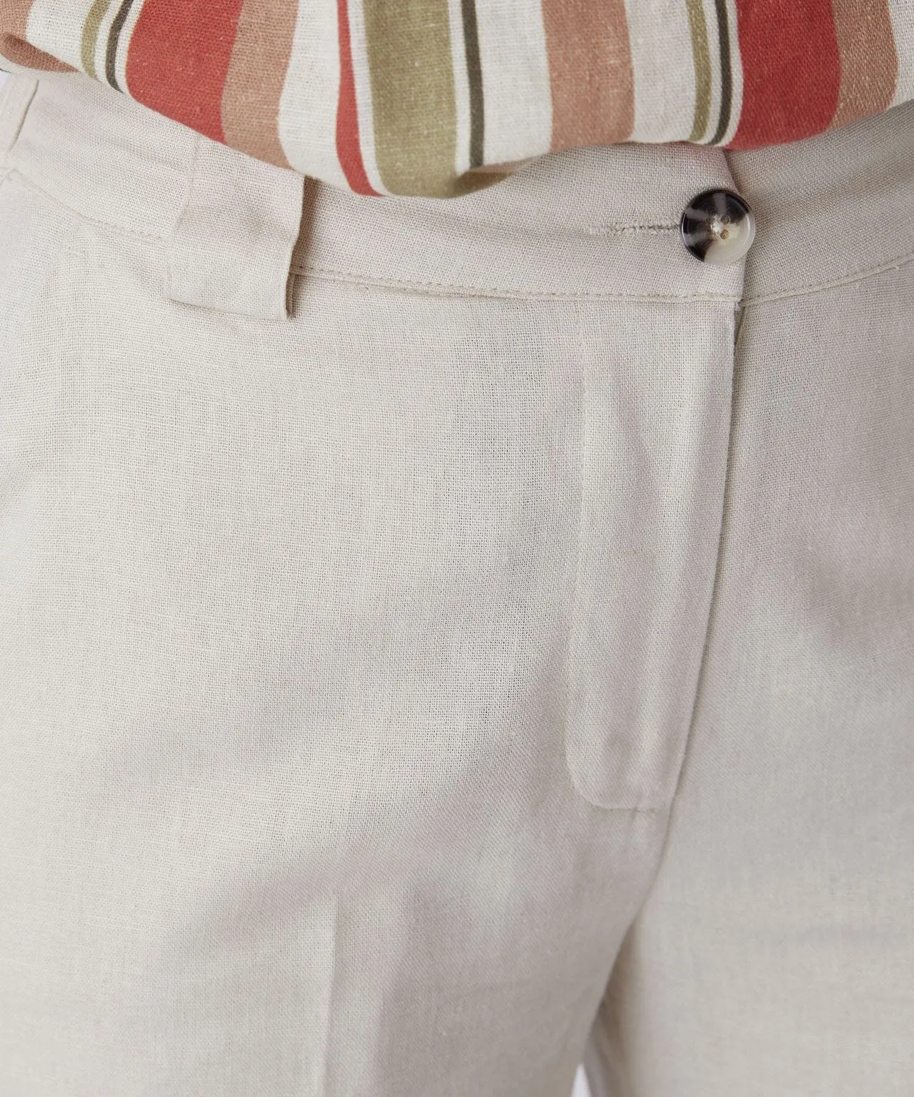 Linen Trousers with Cropped Design