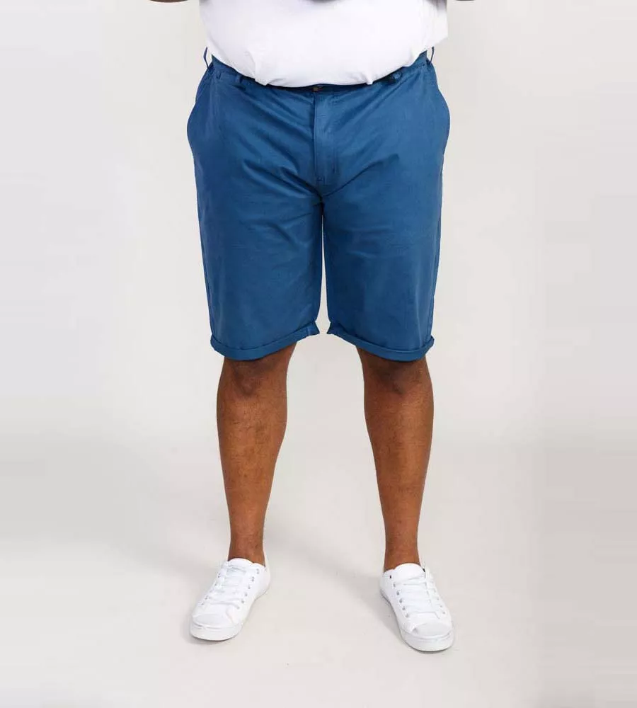 D555 Blue Stretch Chino Shorts for Big Men