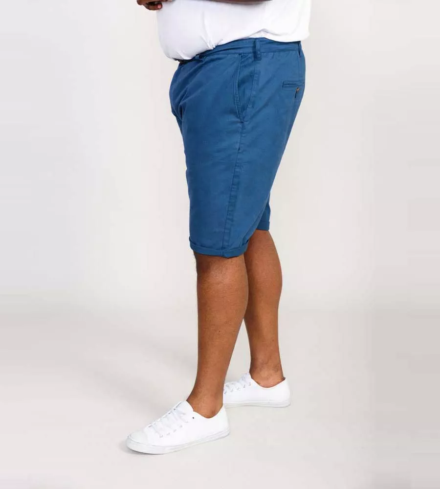 D555 Blue Stretch Chino Shorts for Big Men