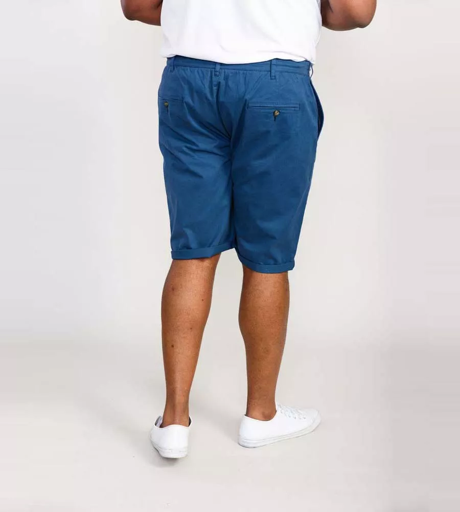 D555 Blue Stretch Chino Shorts for Big Men