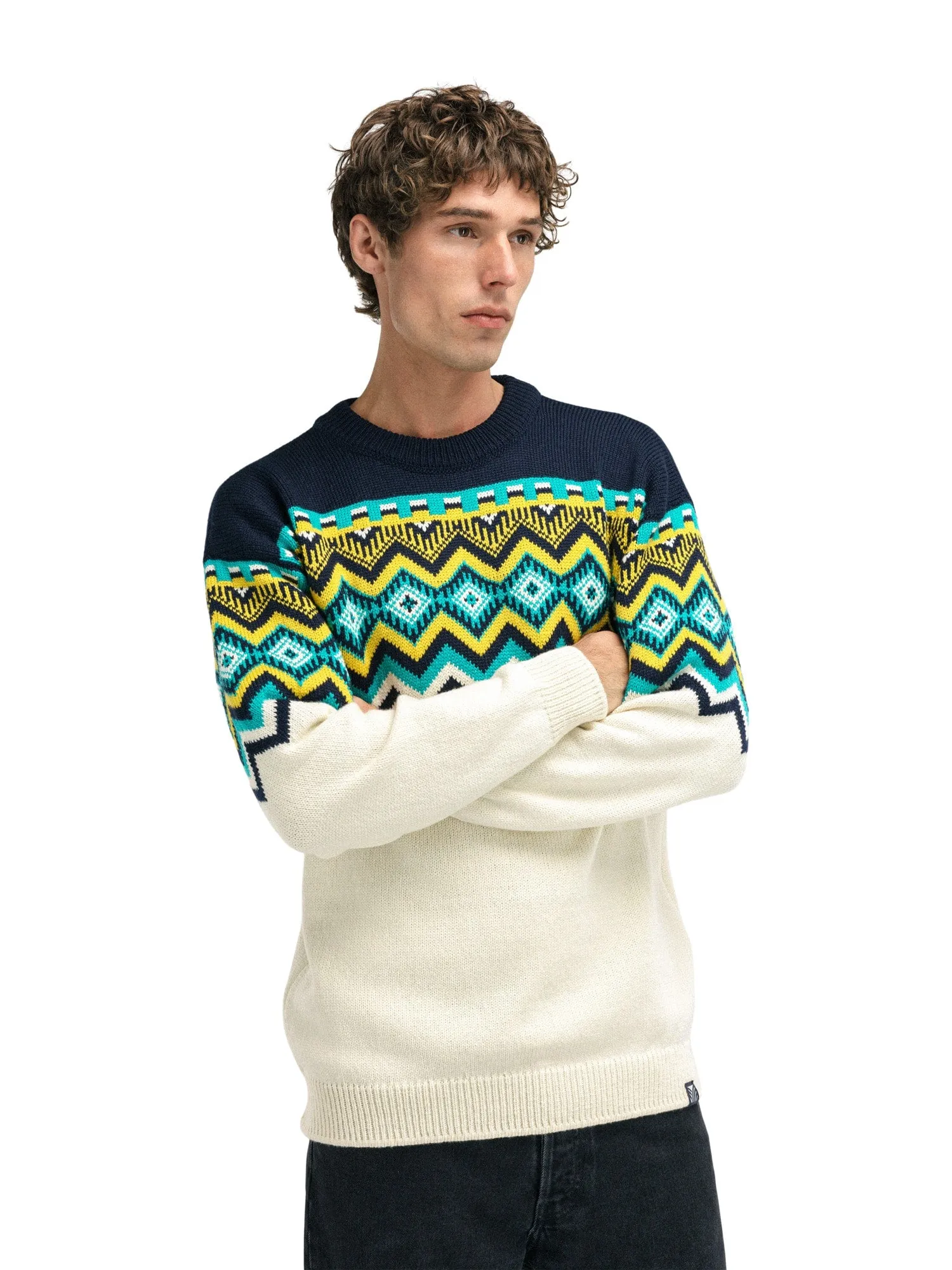 Dale of Norway Randaberg Sweater Men's Off White Navy Peacock