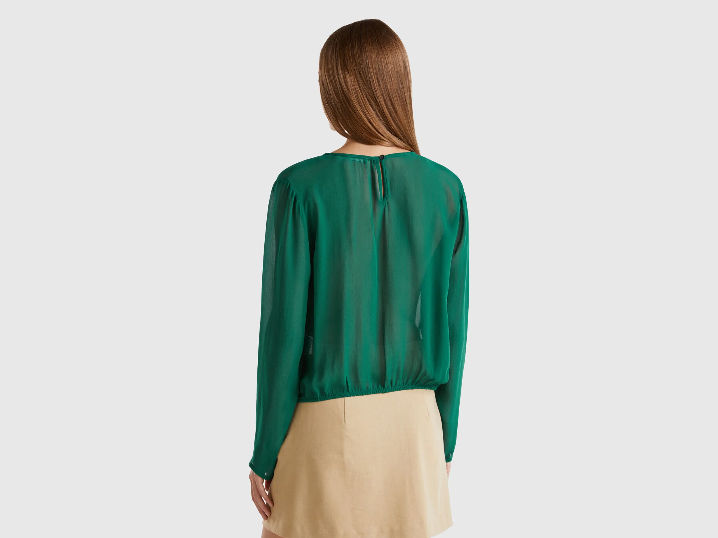 Dark Green Pure Viscose Blouse - Benetton