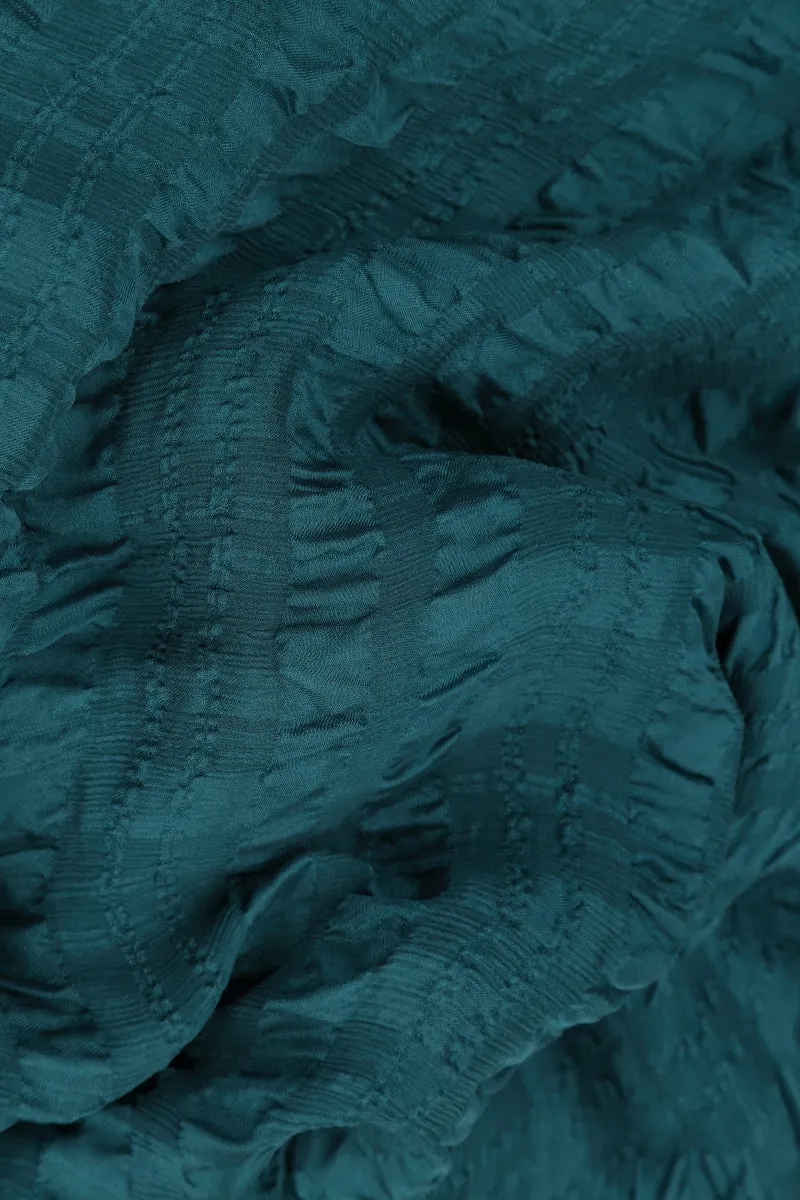 Dark Teal Textured Silk Scarf - Lightweight and Stylish