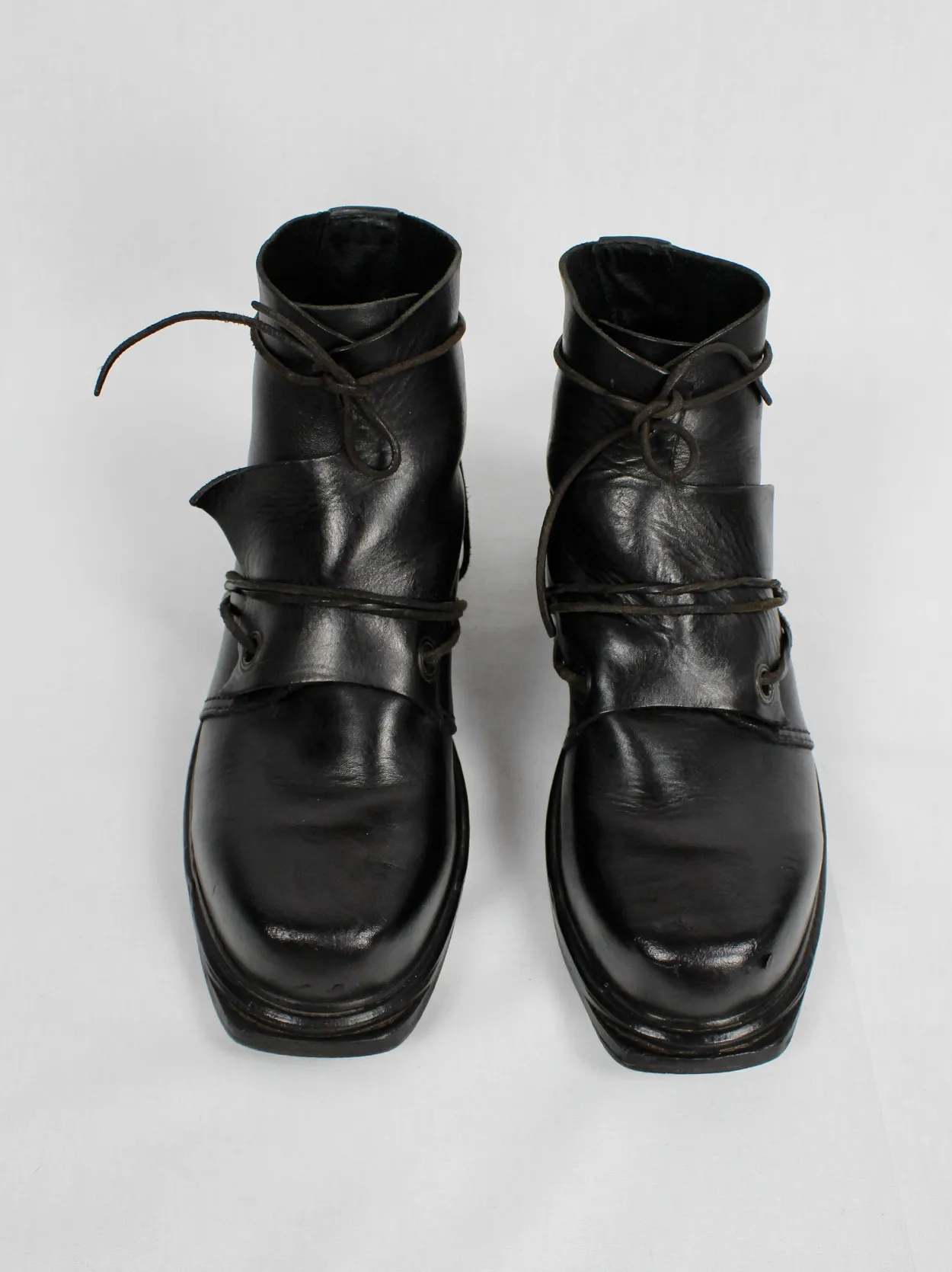 Vintage Dirk Bikkembergs Black Overlap Front Mountaineering Boots Size 42