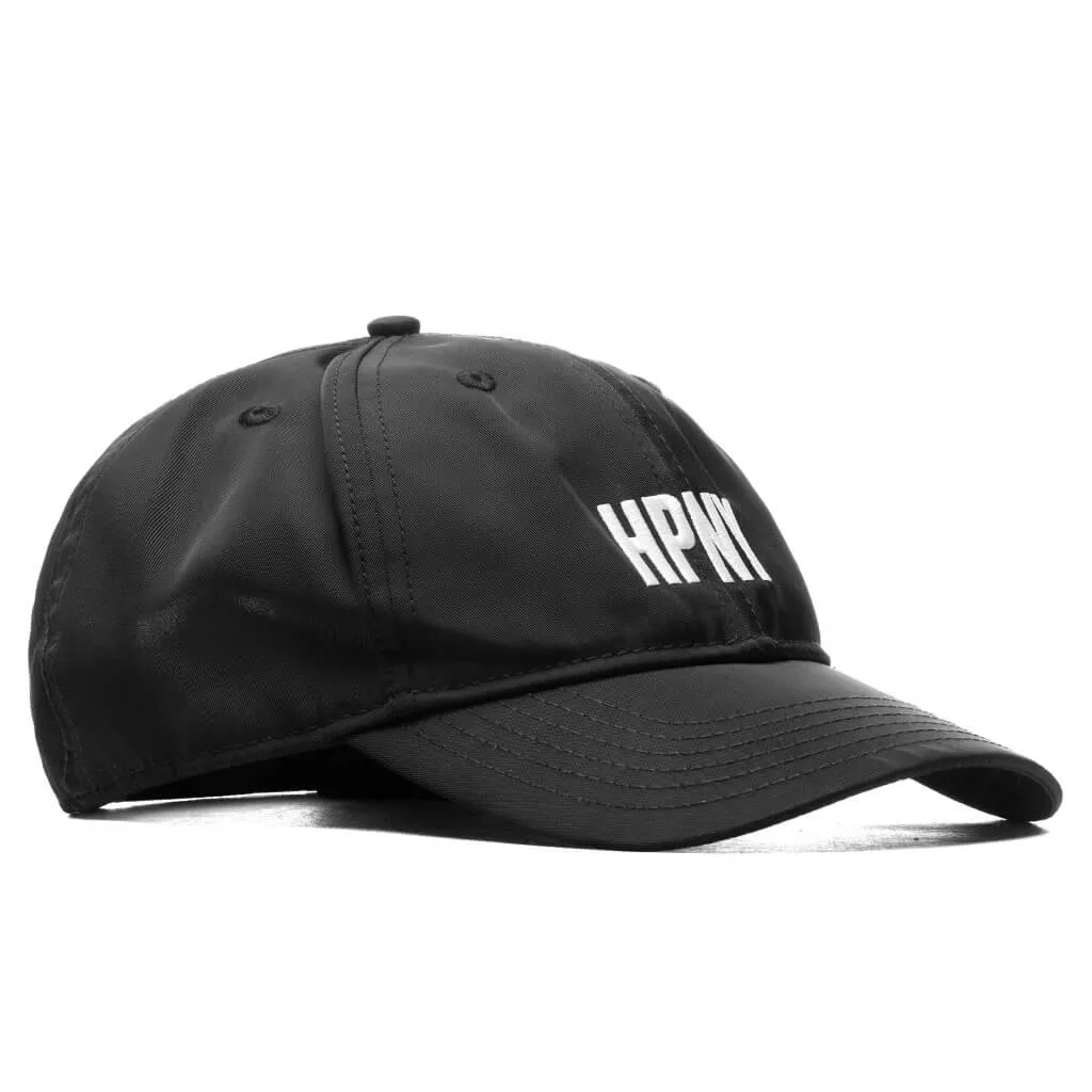 Black White Embroidered Nylon Baseball Cap