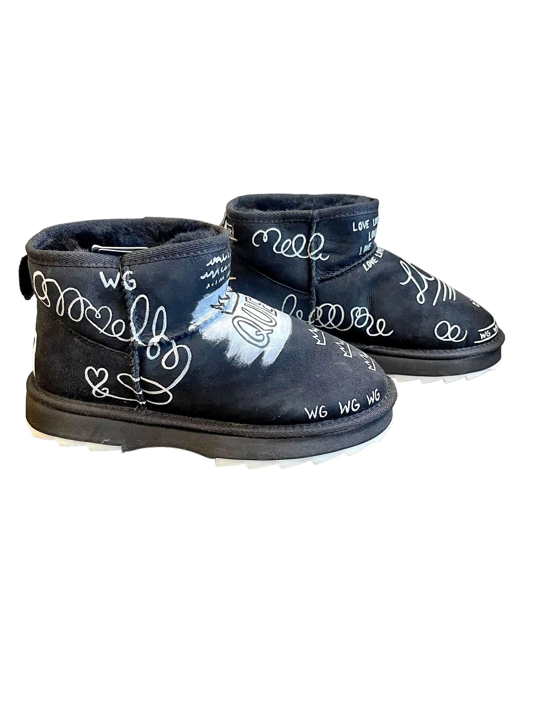 Emu Boots with Graffiti Love Design