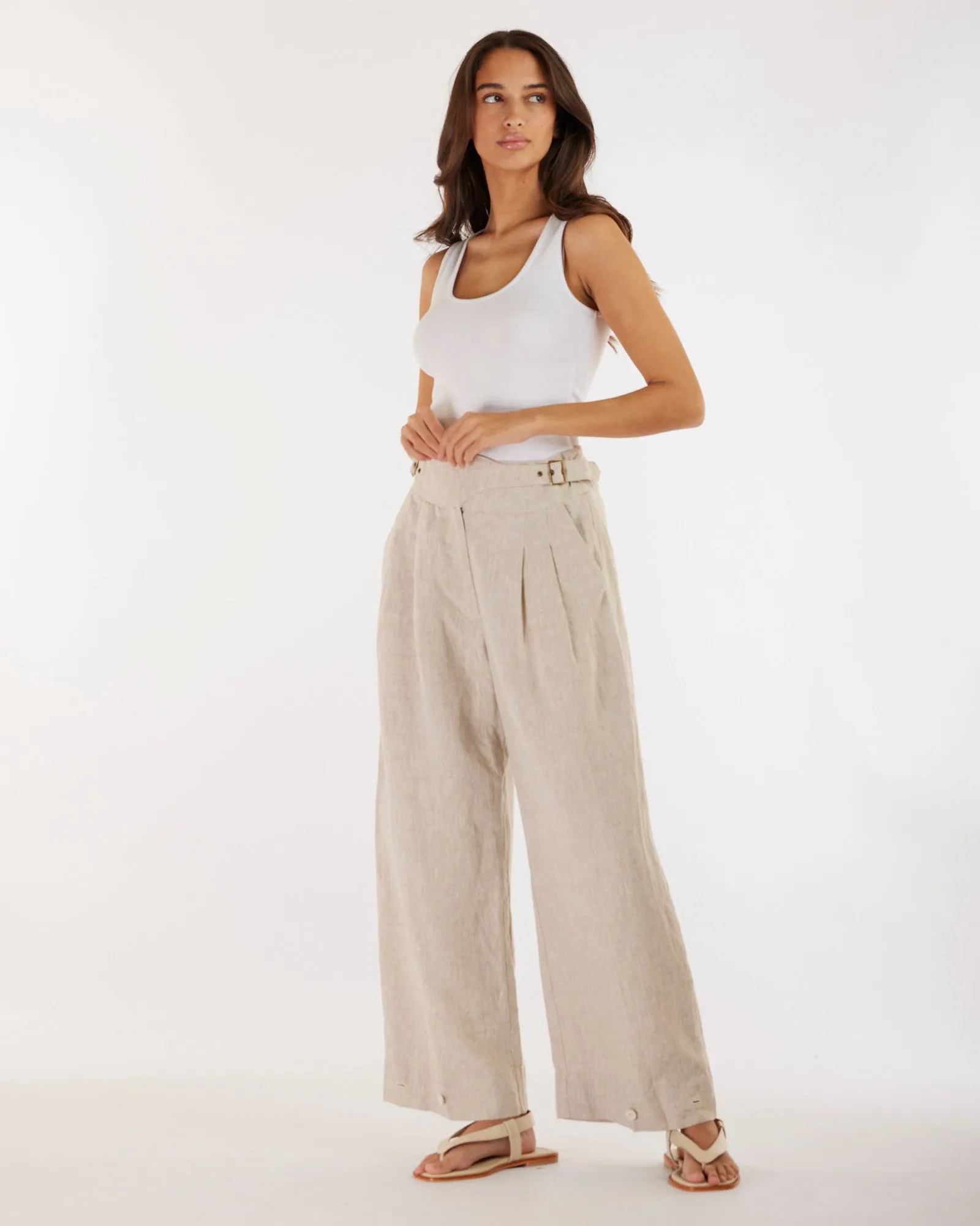 Eugene Linen Pant in Natural Color