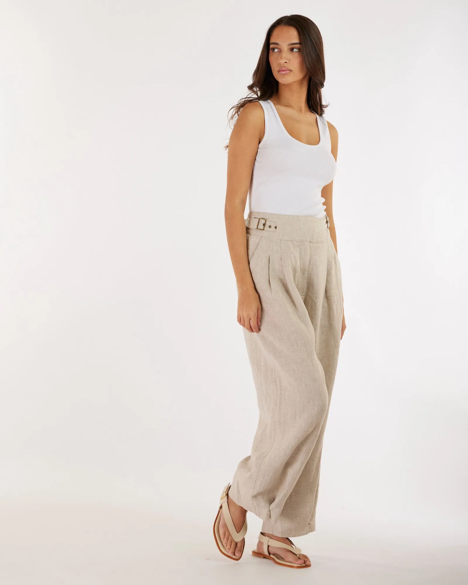 Eugene Linen Pant in Natural Color