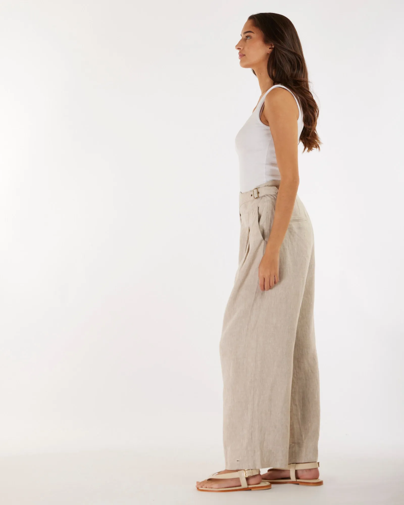 Eugene Linen Pant in Natural Color