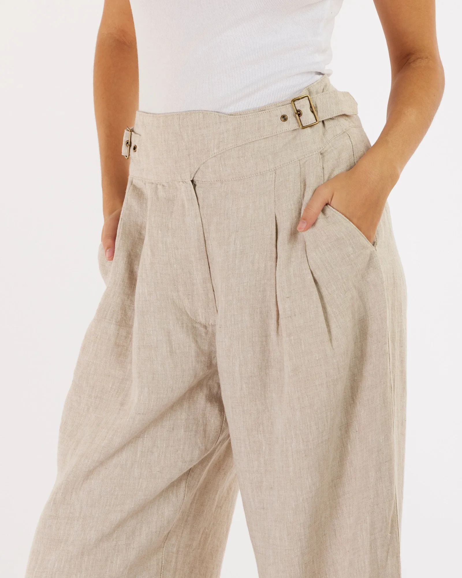 Eugene Linen Pant in Natural Color