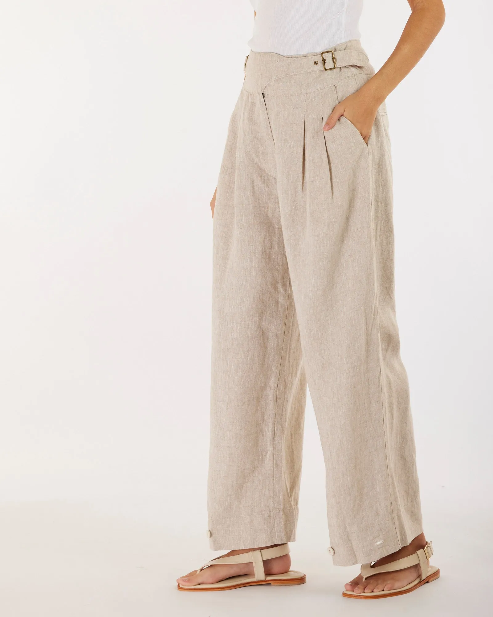 Eugene Linen Pant in Natural Color