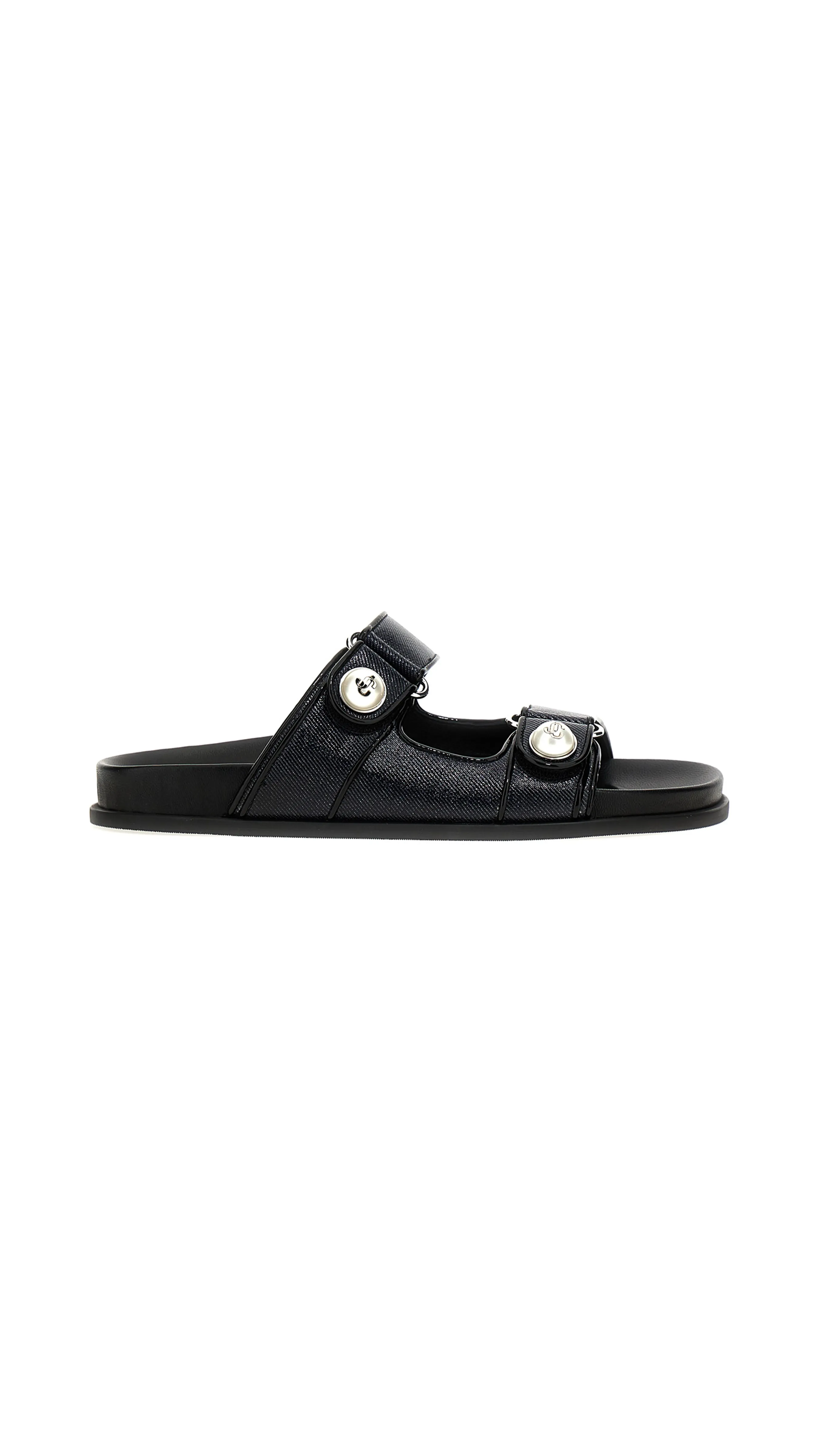 Black Fayence Shiny Denim Sandals