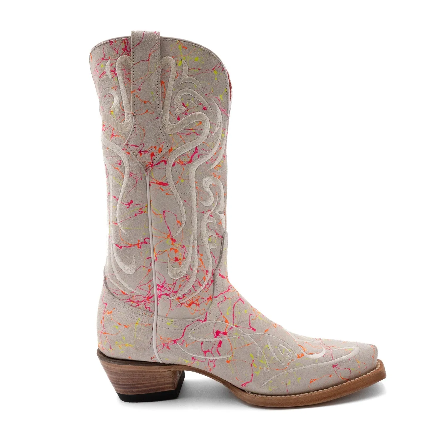 White Leather Cowboy Boots for Women - Ferrini Belle V-Toe