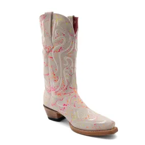 White Leather Cowboy Boots for Women - Ferrini Belle V-Toe