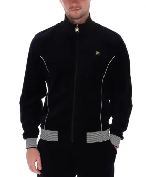 Fila Bosa Velour Track Jacket Black and White Cap