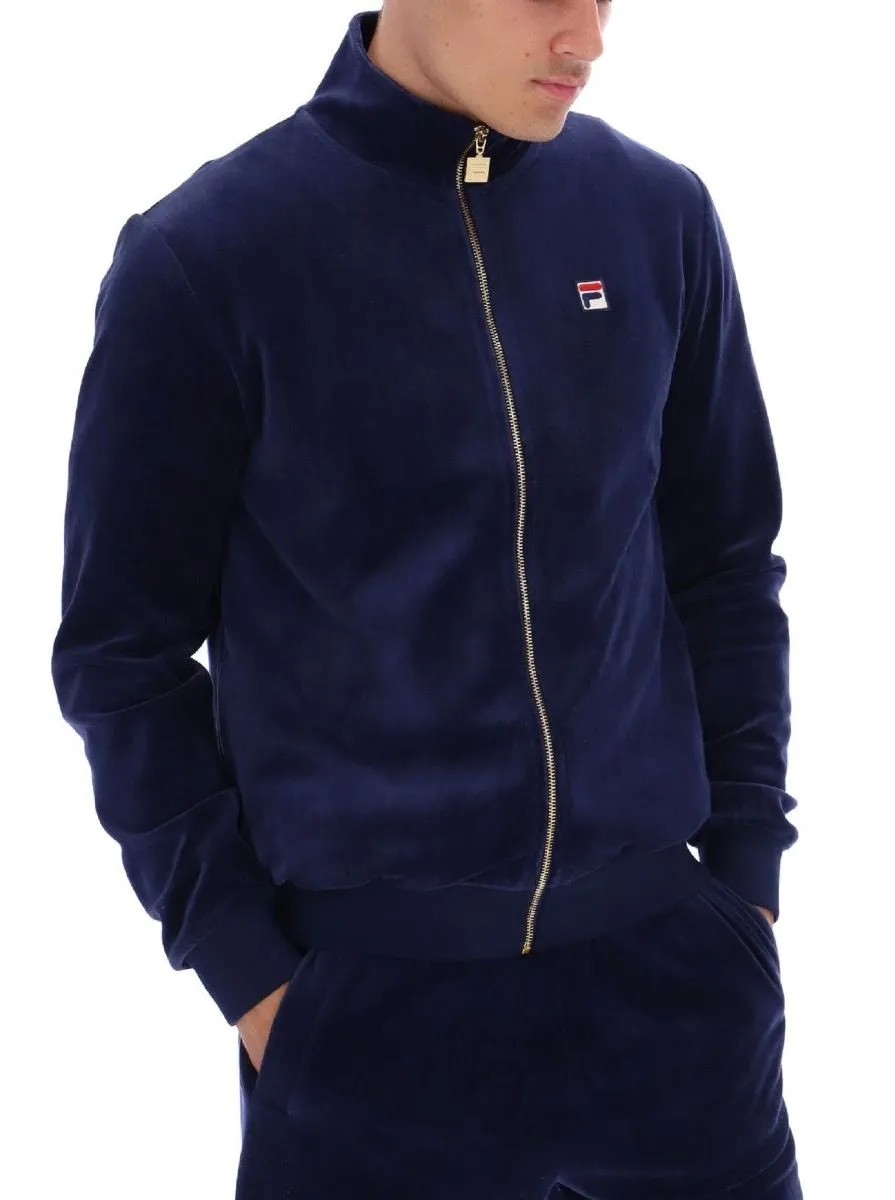 Navy Fila Marc Velour Track Jacket