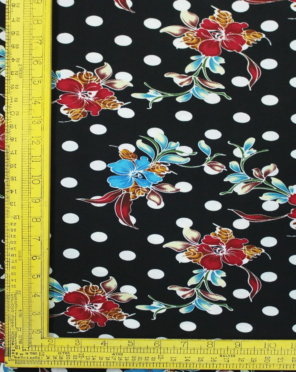 Floral Print Bubble Crepe Fabric - Black Multicolor Poly Polyester