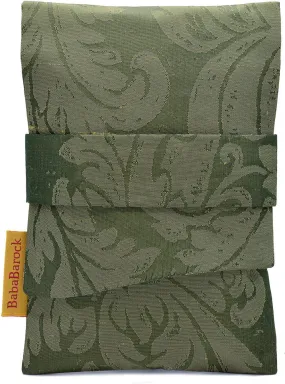 Foldover Acanthus Leaf Green Silk Pouch