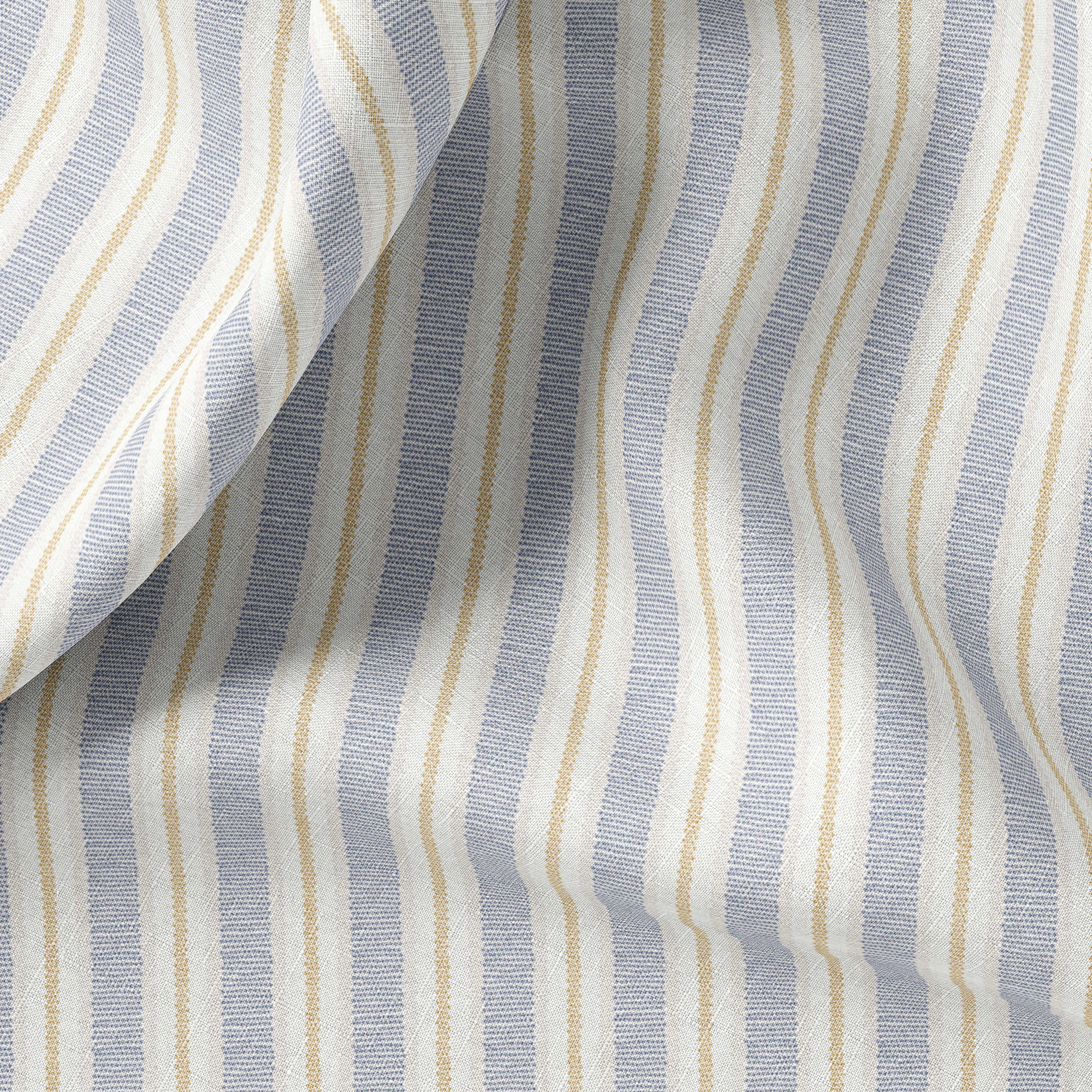 French Farmhouse Stripe Print Linen Fabric for Clothing, Bedding, Curtains - Provence Print Linen by Yard/Meter