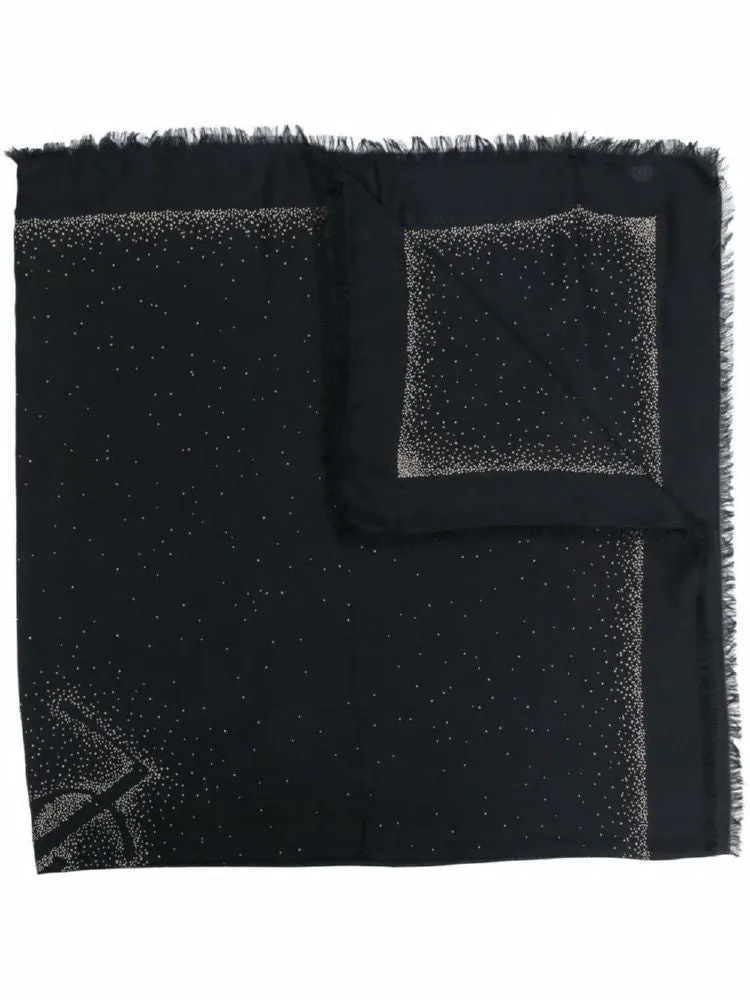 Fringed Polka-Dot Scarf for Women - SAINT LAURENT Black FW22