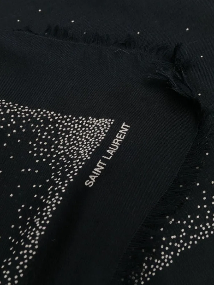 Fringed Polka-Dot Scarf for Women - SAINT LAURENT Black FW22