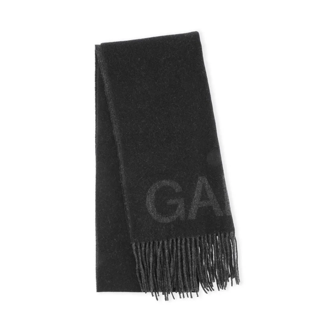 Black Fringed Wool Scarf