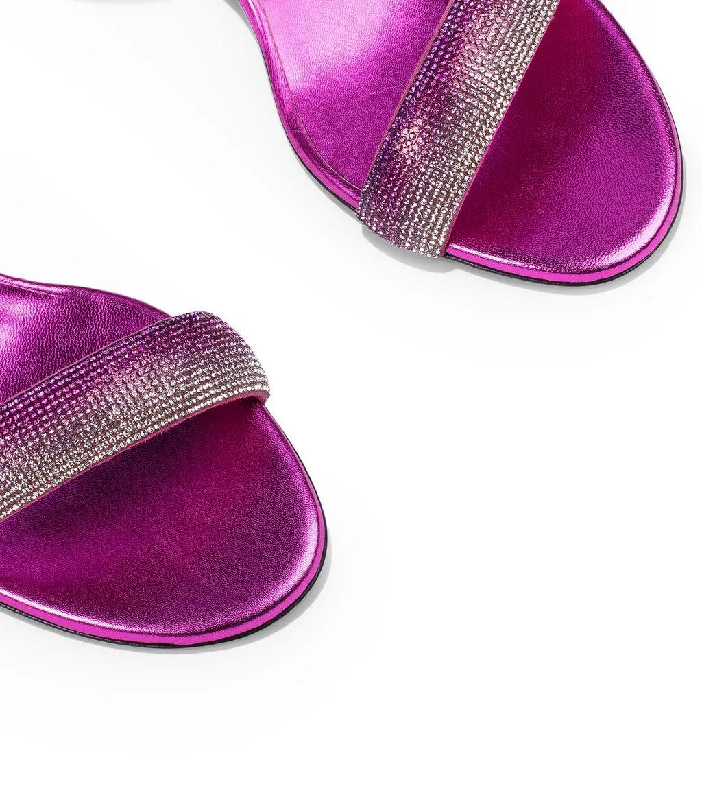 Fuchsia Nappa Leather Rhinestones Sandals