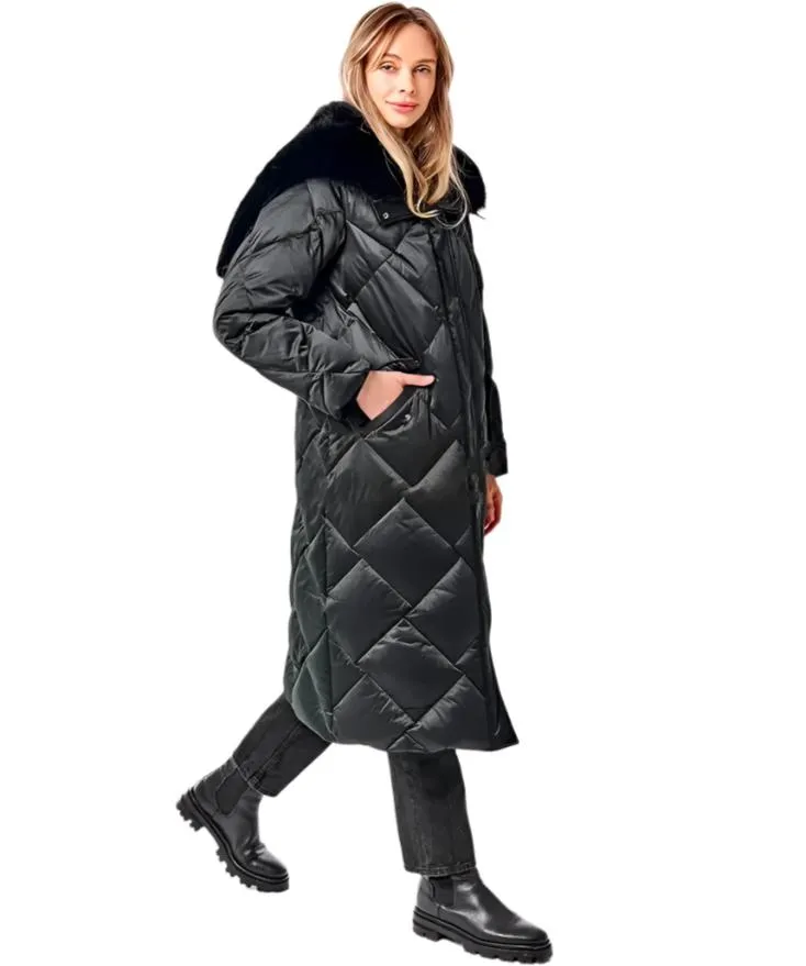 Genuine Polar Fox Fur Collar-Hood Down Winter Coat