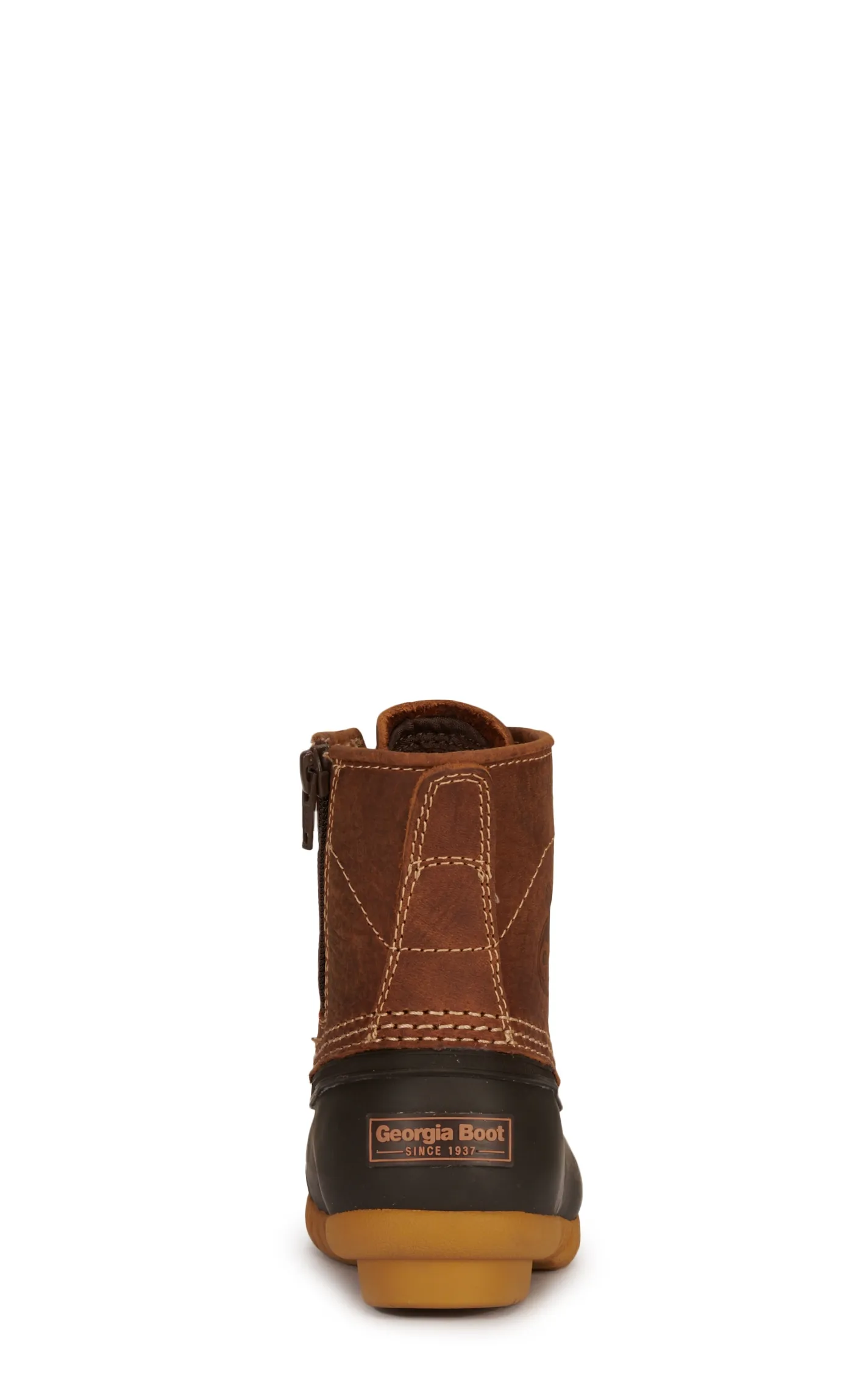 Georgia Youth Brown and Tan Duck Boots with Round Toe and Lace Up