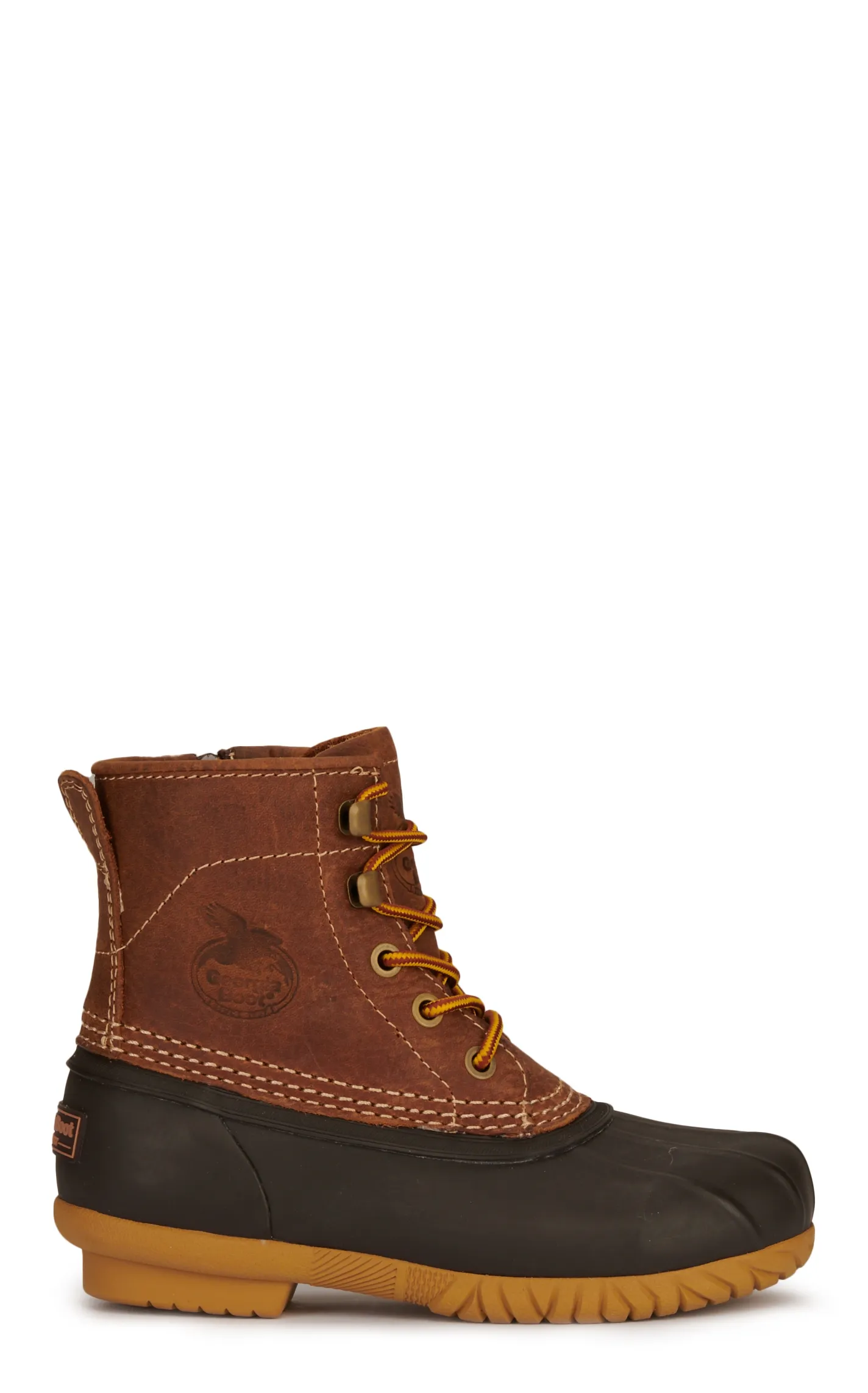 Georgia Youth Brown and Tan Duck Boots with Round Toe and Lace Up