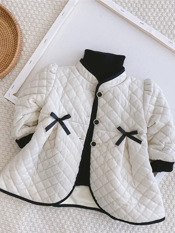 Elegant Girls Quilted Jacket with Buttons