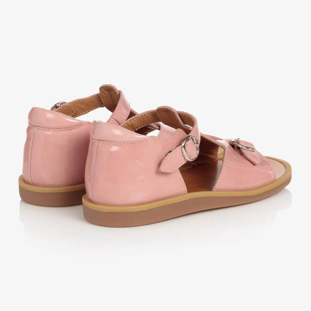 Rose Pink Patent Leather Sandals for Girls