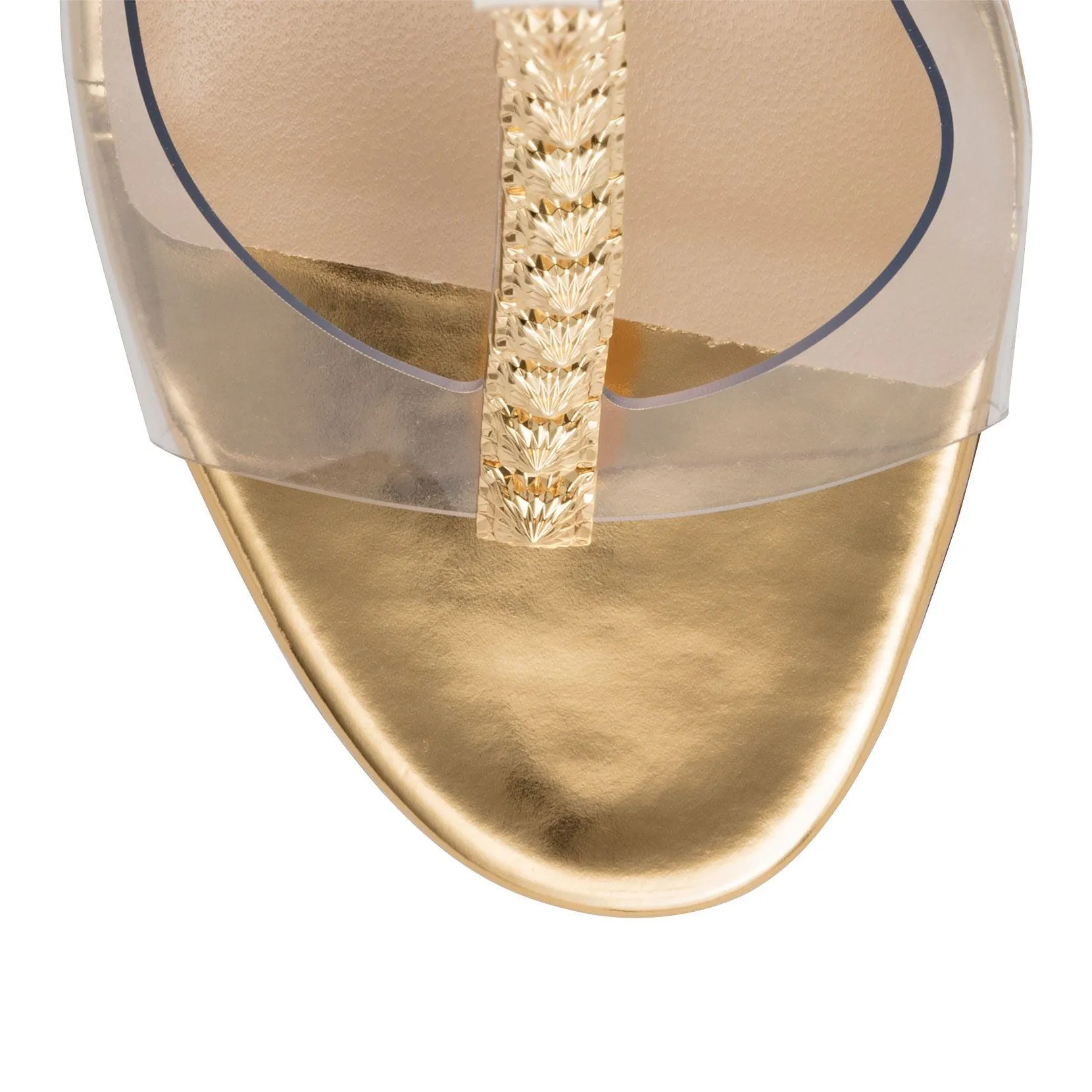 Gold Sandals by Christian Louboutin Jamais Assez 100 PVC