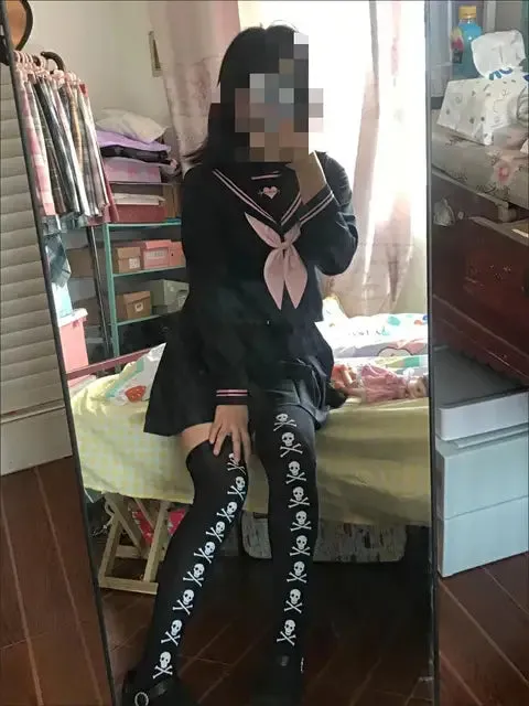 Gothic Lolita Black Thigh High Socks