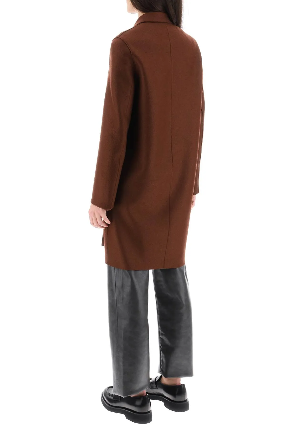 Harris Wharf London Pressed Wool Single-Breasted Coat - Cognac