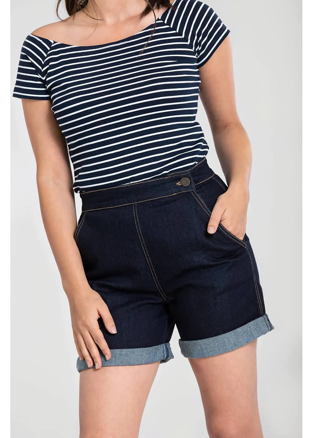 Yaz Denim 40's Navy Shorts Hell Bunny