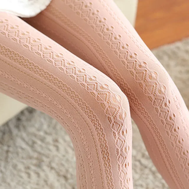 Hollow Out Lace Tights Silk Stockings for Women