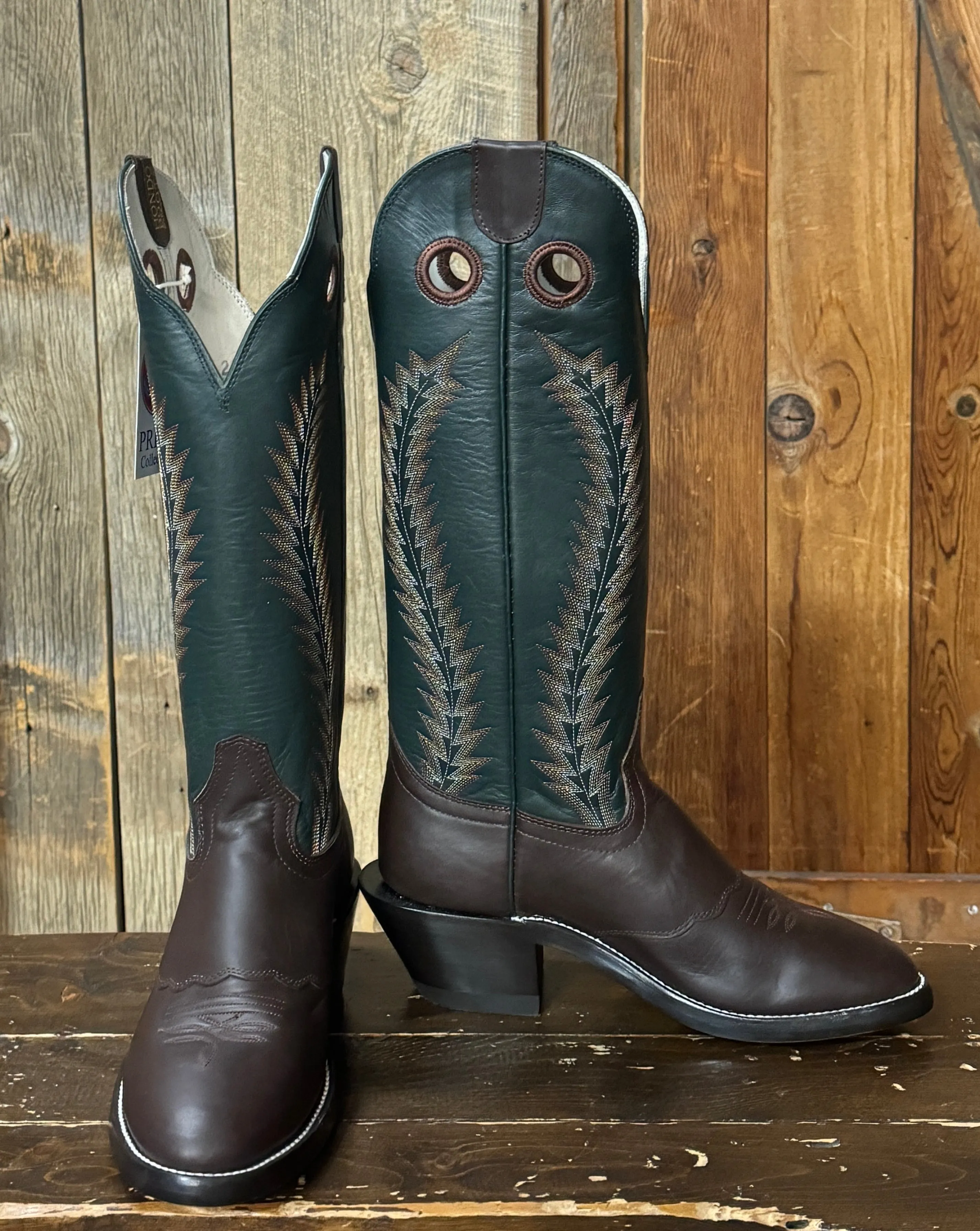 Hondo Solano Green Cowboy Boots Full Grain Leather Tall Top