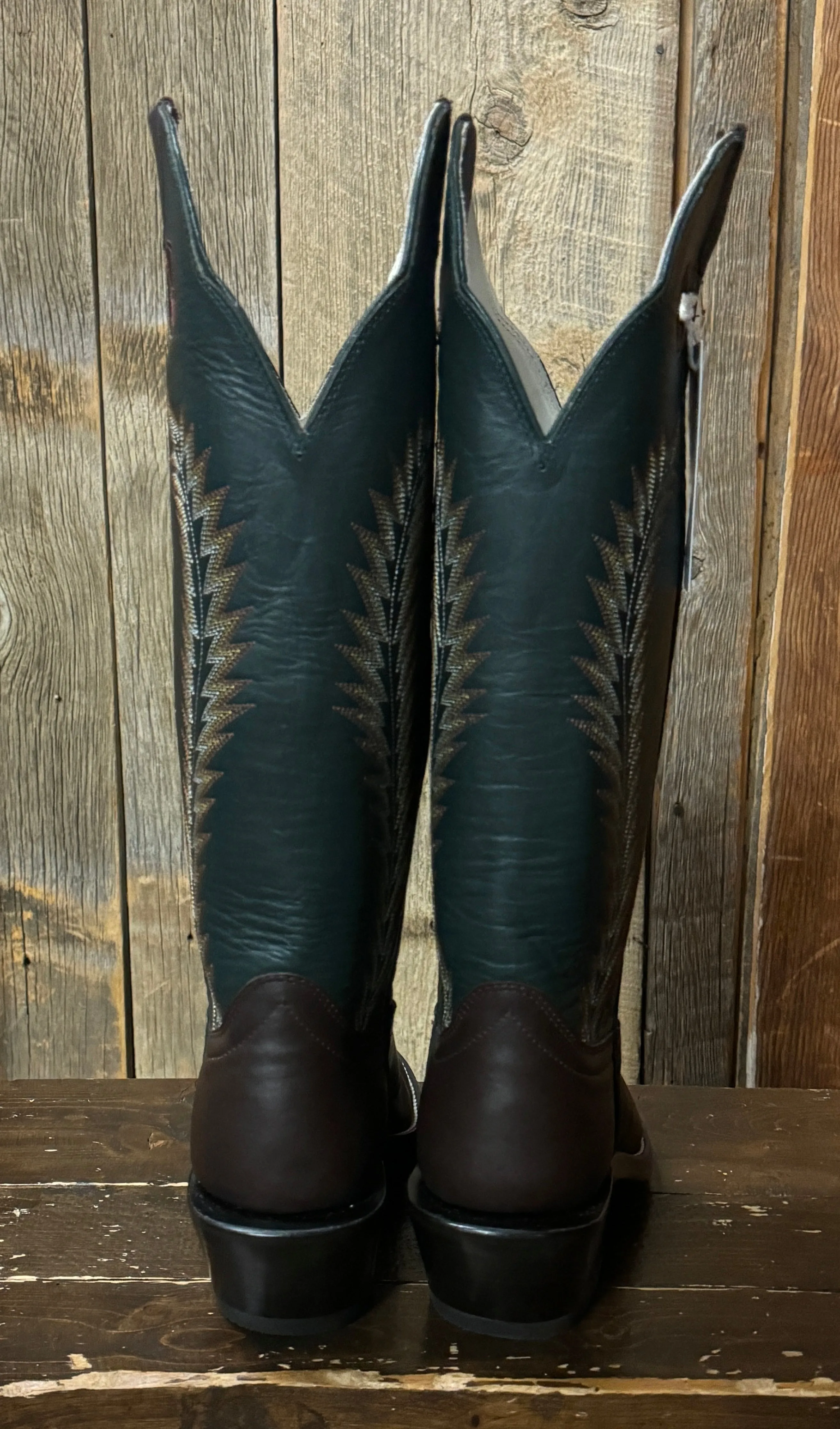 Hondo Solano Green Cowboy Boots Full Grain Leather Tall Top