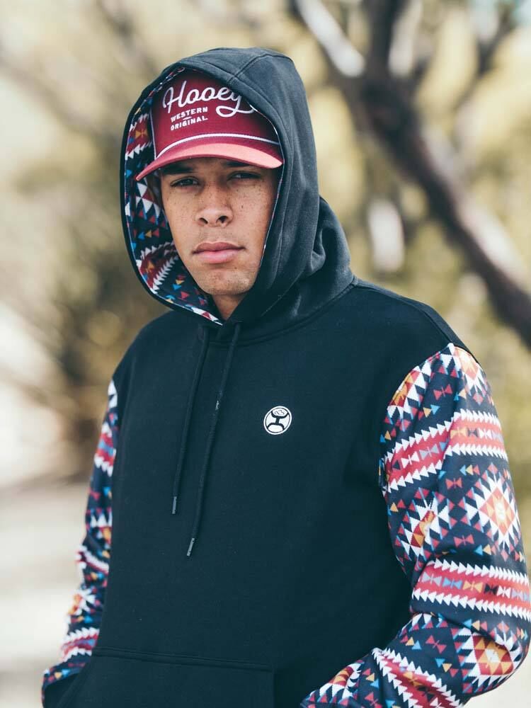 Black/Red Aztec Pattern Hoody by Hooey Men's Summit