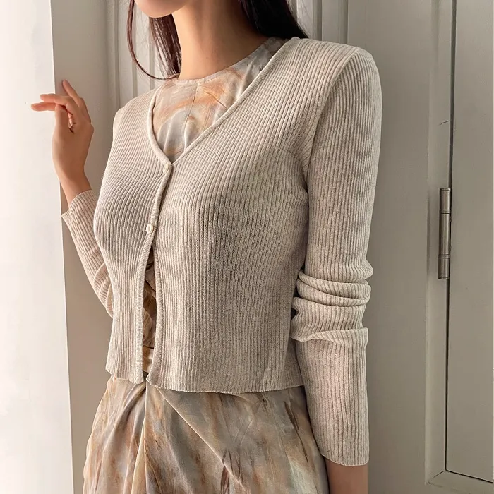 I AM MARI Casual Style Long Sleeves Plain Office Style Cardigans Store