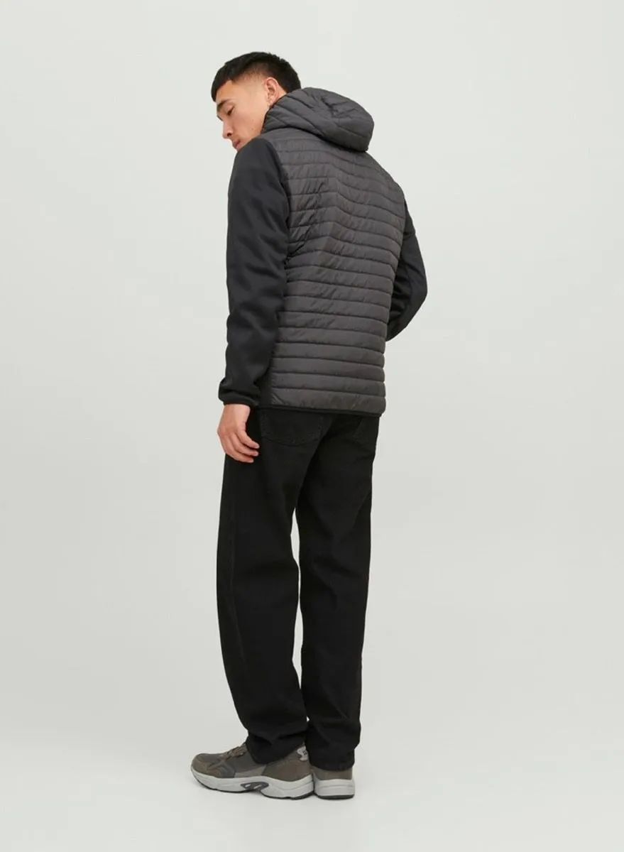 Jack and Jones Multi Quilted Hybrid Jacket Asphalt