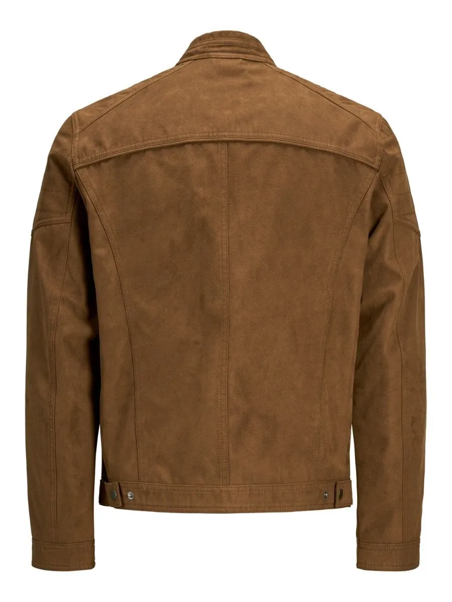 Jack and Jones Rocky Biker Faux Leather Look Jacket Cognac